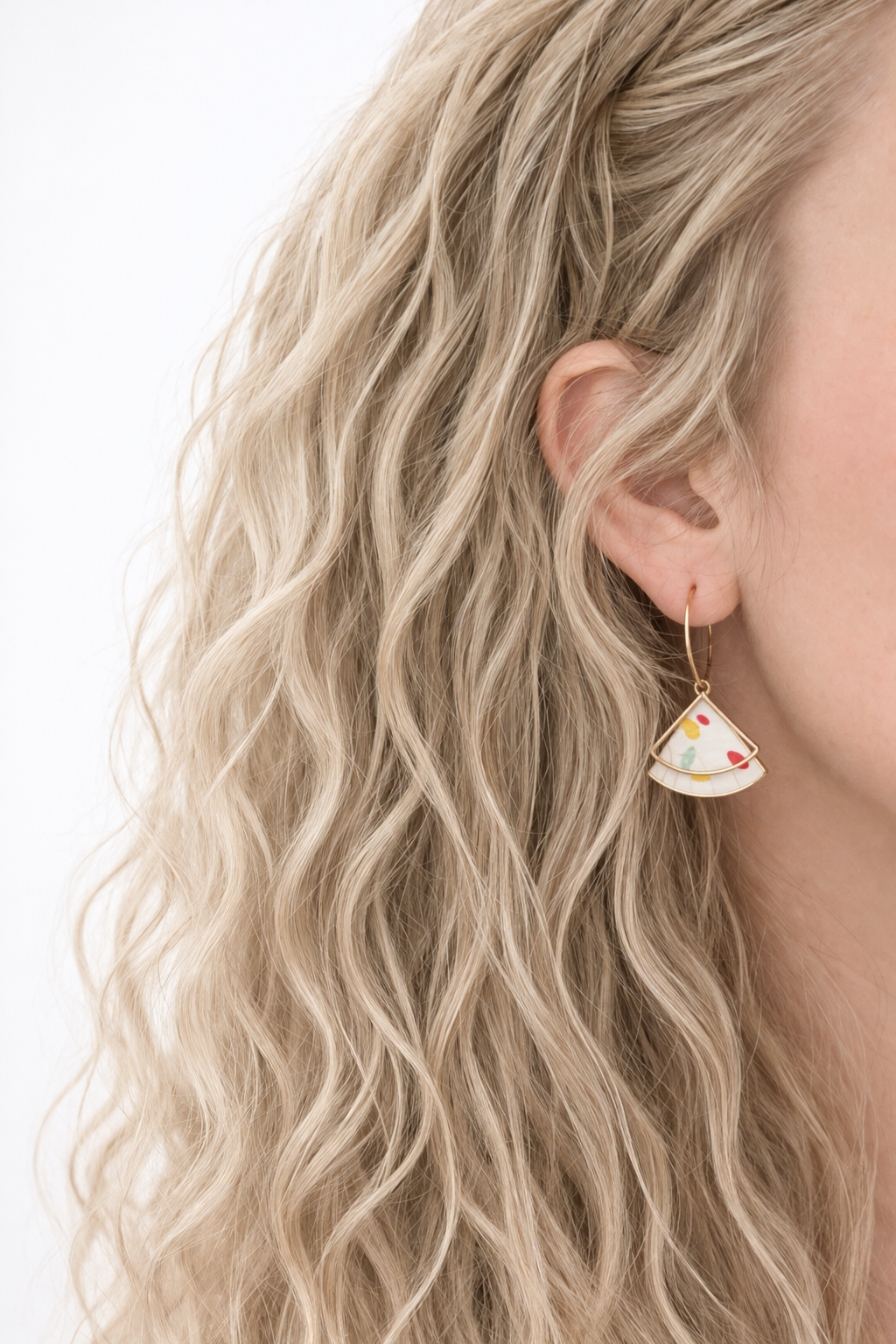Art Deco Fan Earrings: Confetti