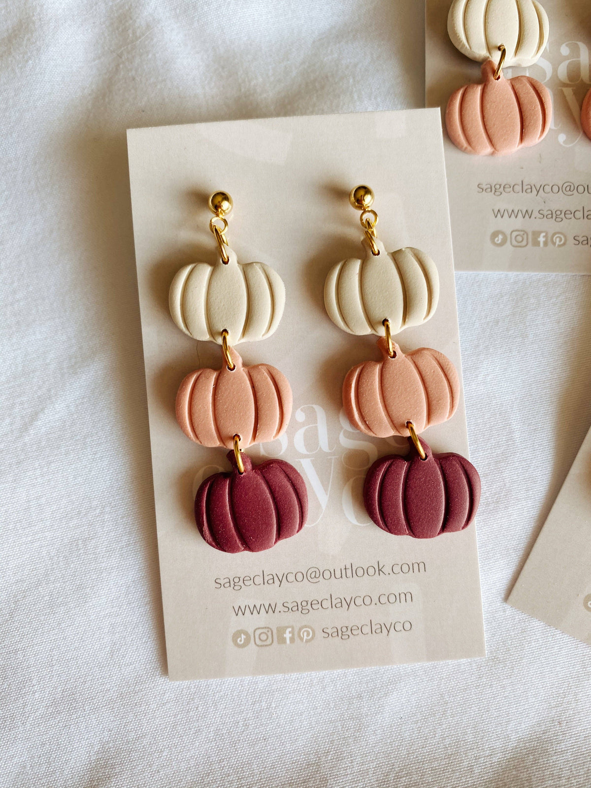 Pumpkin Dangle Clay Earrings | B