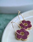 Flower Pendant Earring: Teal