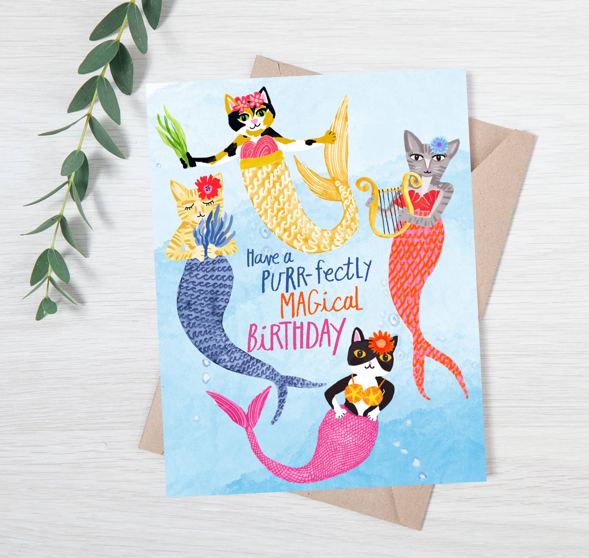 Mermaid Cats Purr-fectly Magical | Greeting Card