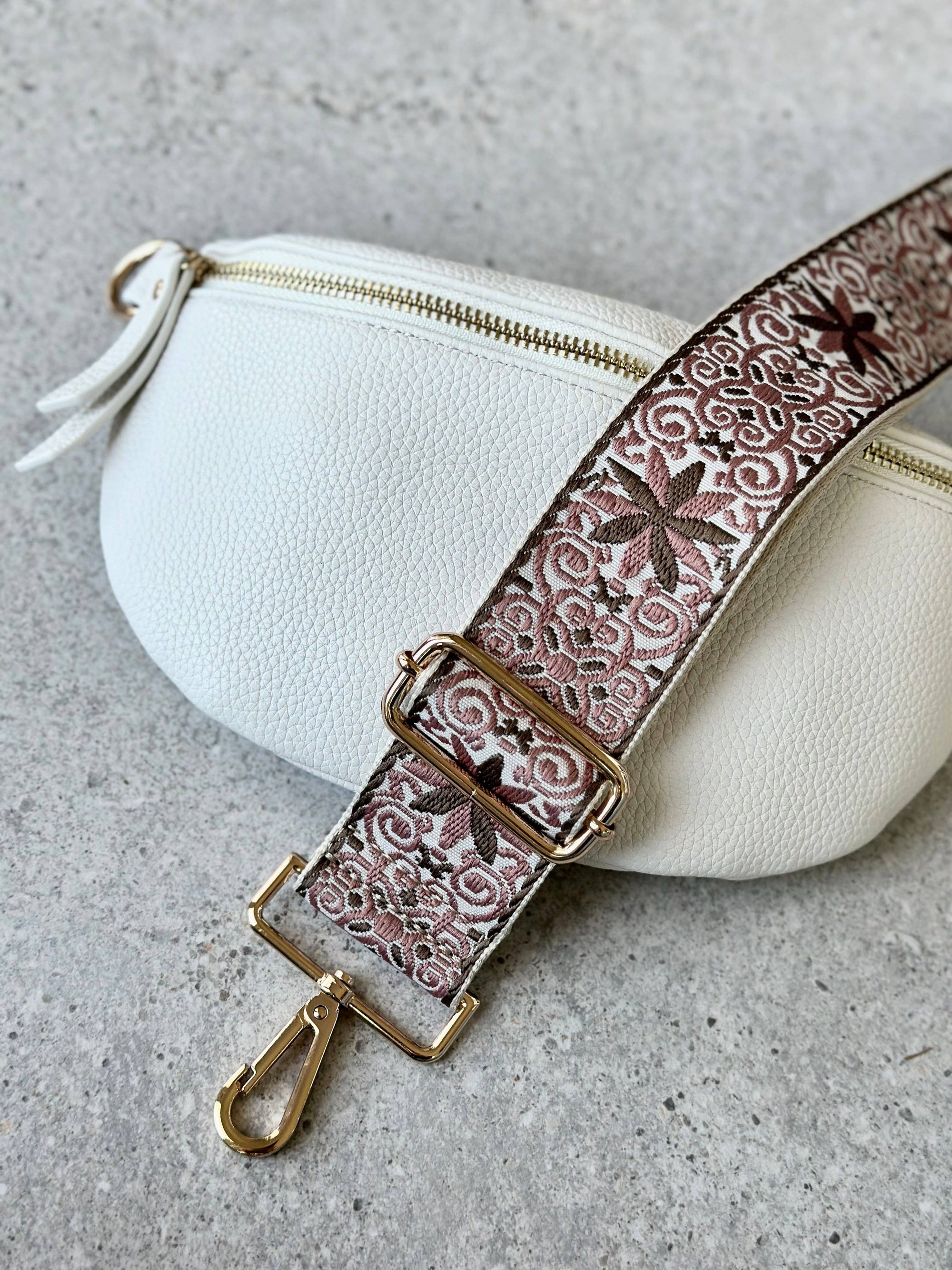 Crossbody Handbag: White Cream Leather