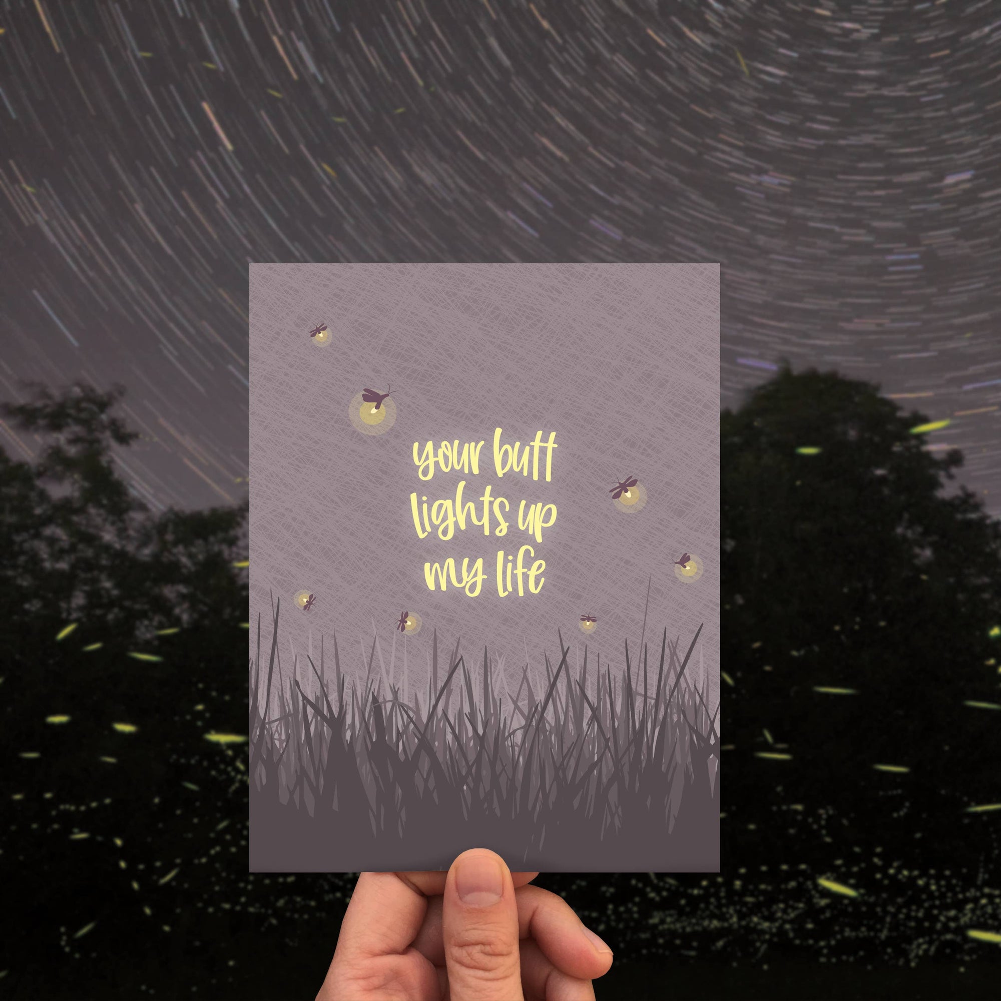 Butt Lights Fireflies | Greeting Card