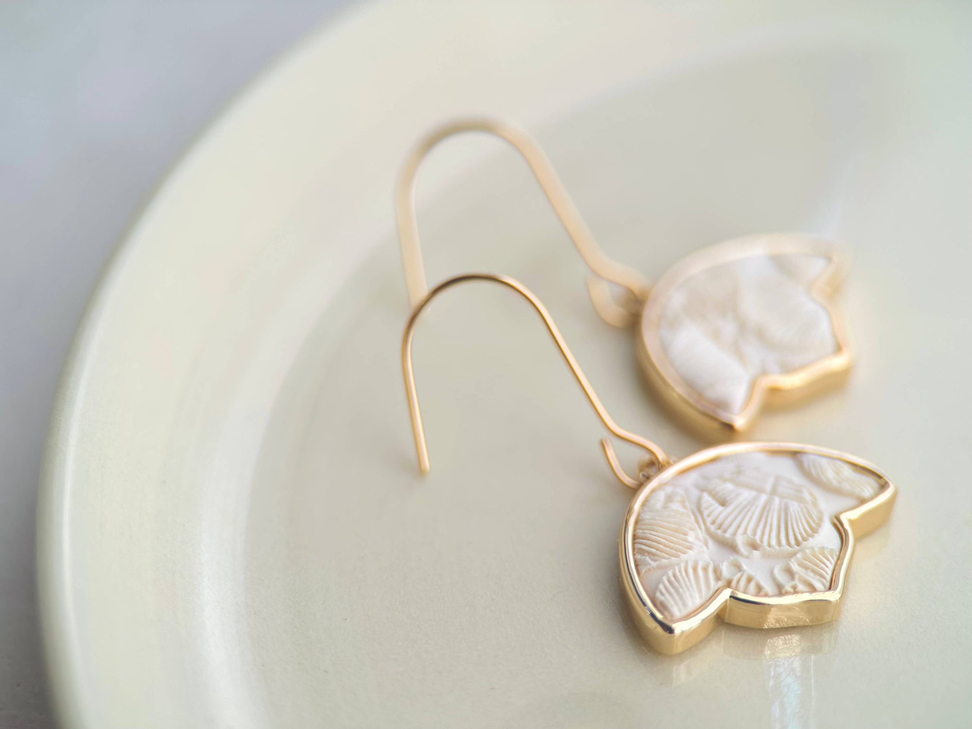 Floral-Style Hook Earrings: Ivory