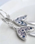 Art Deco Drop Earrings: Black & Beige