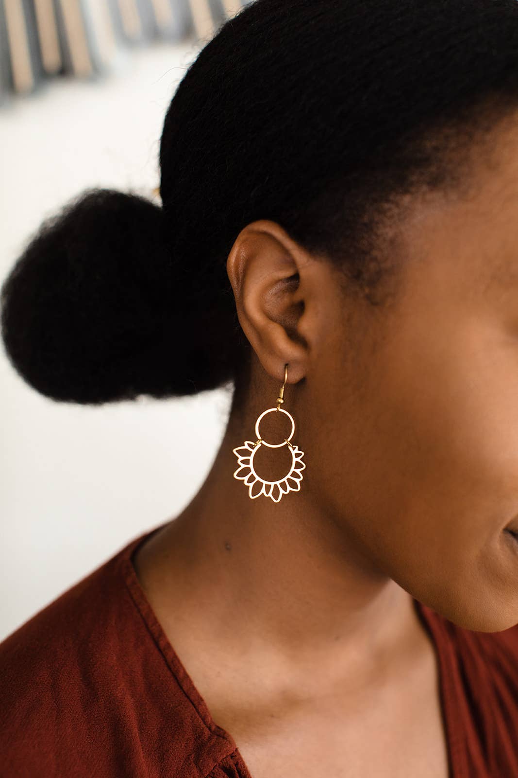 Brass Sunflower Earrings