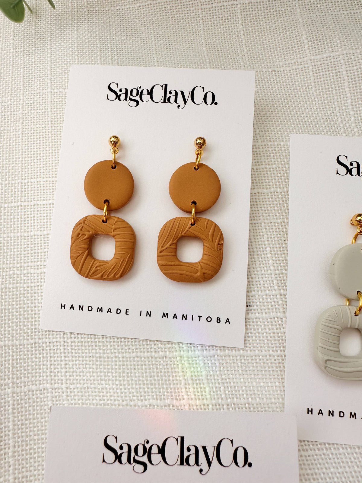 Harper Clay Earrings | Linen