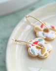 Flower Pendant Hoop Earrings