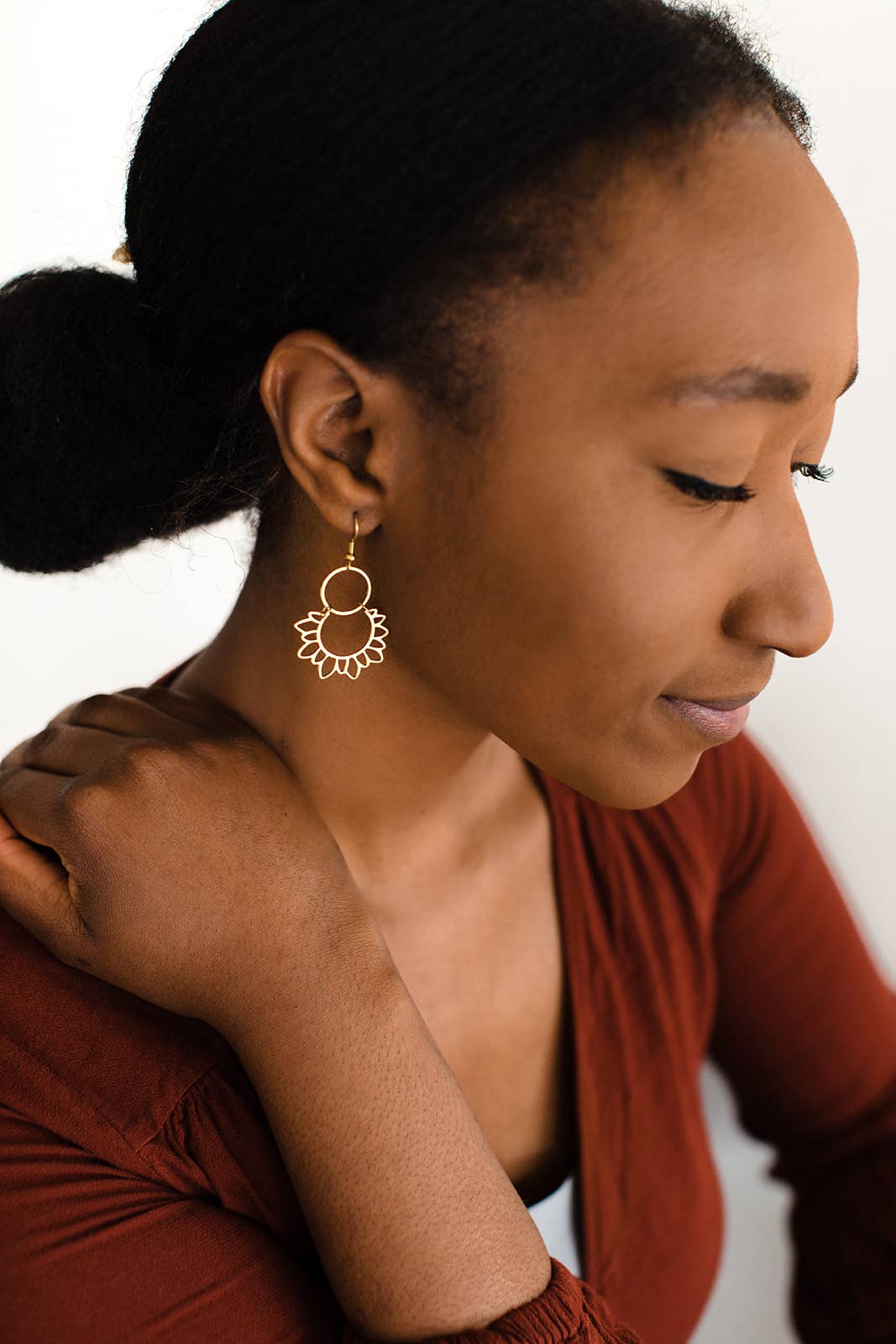 Brass Sunflower Earrings