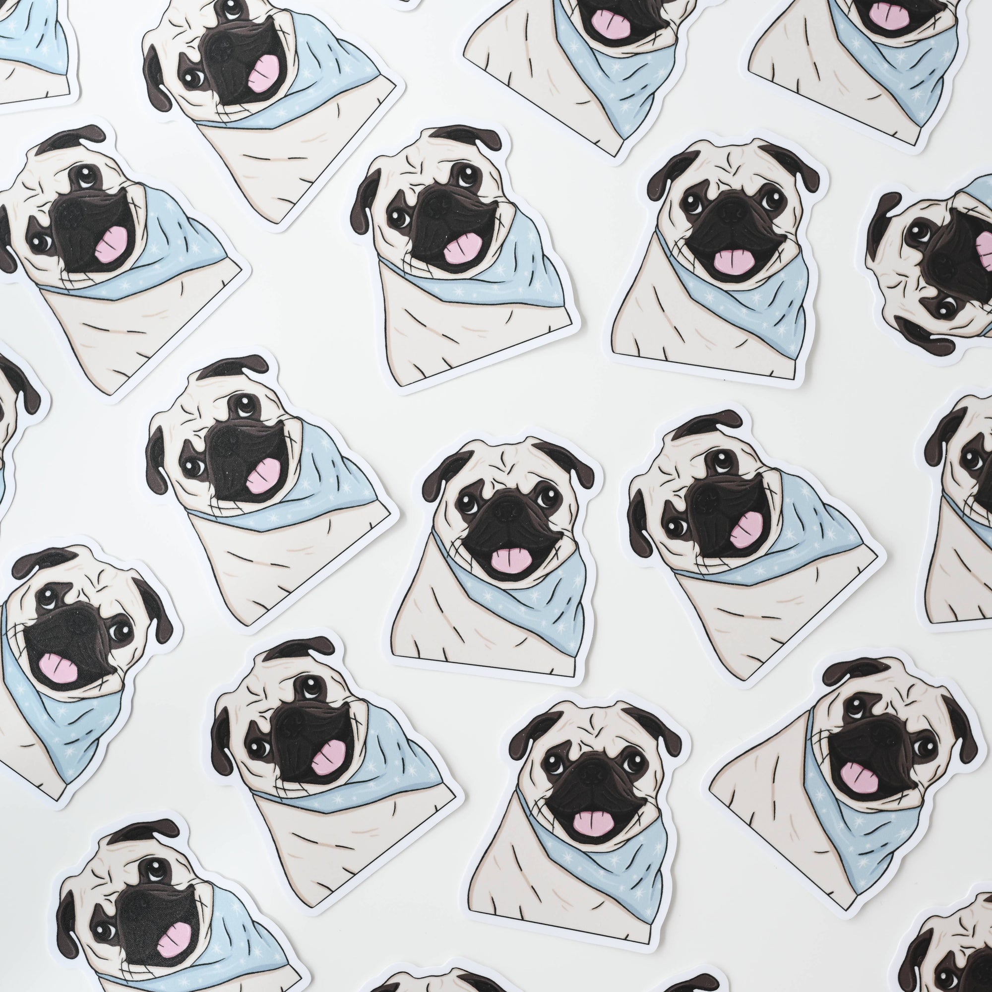 Charlie the Pug Scarf - Vinyl Sticker