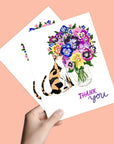 Cat with Pansy Flowers | Greeting Card
