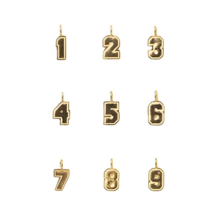 Gold Number Charms