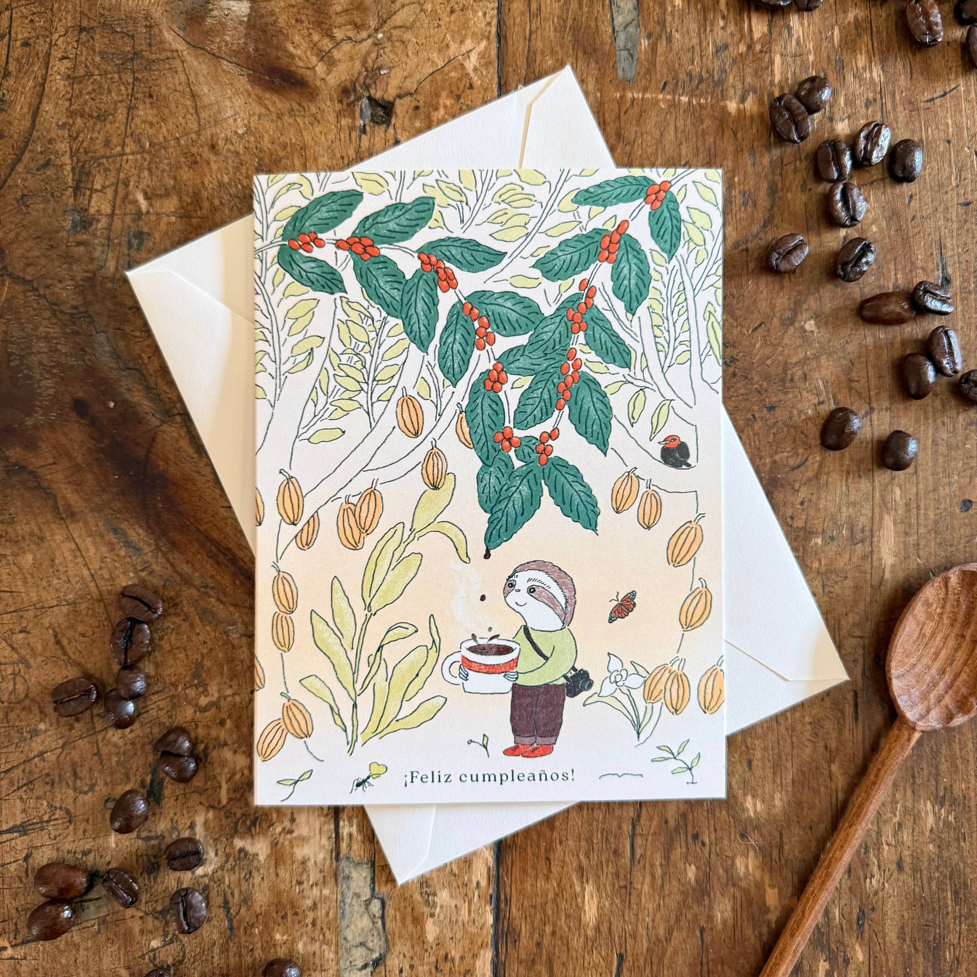 Coffee &amp; Sloth – Birthday Card