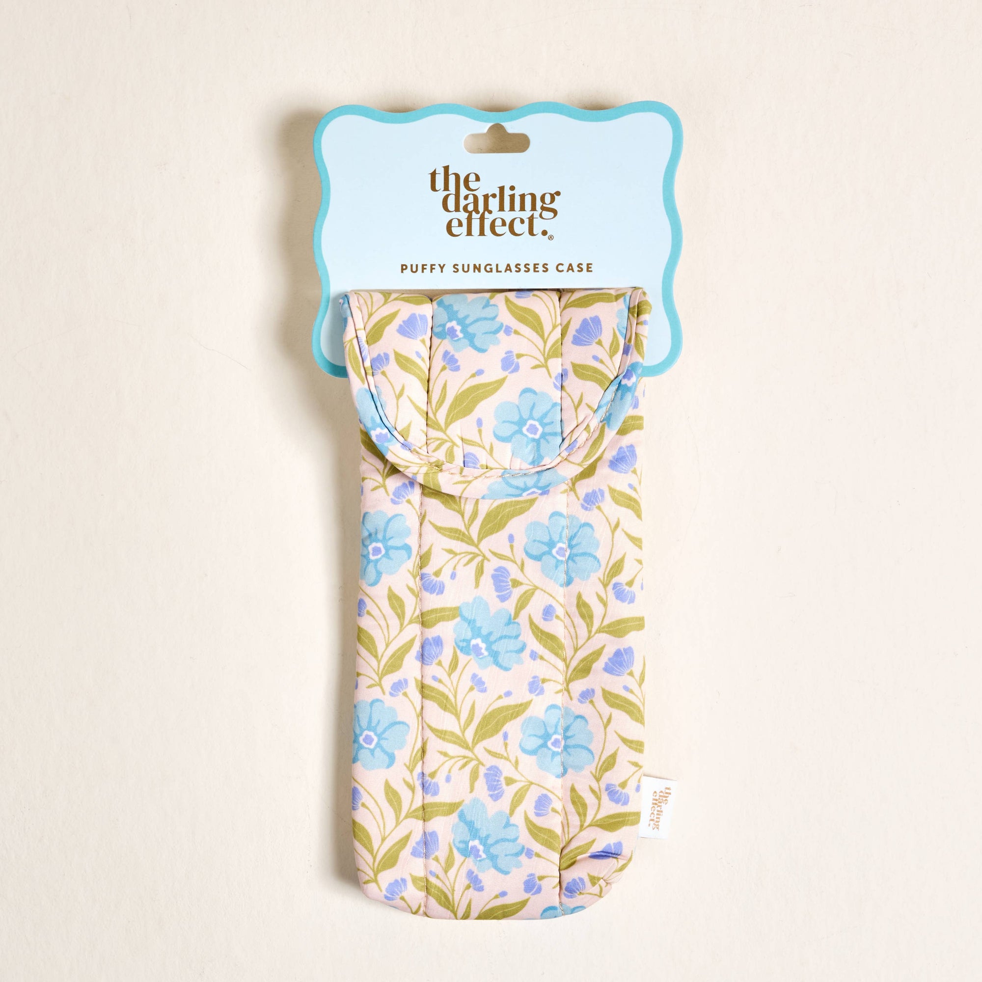 Puffy Sunglasses Case: Poppin' Petals Aqua