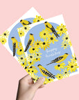 Finch Birds and Yellow Flowers | Greeting Card