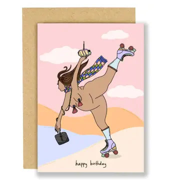 Skater Girl Brings Cake | Greeting Card