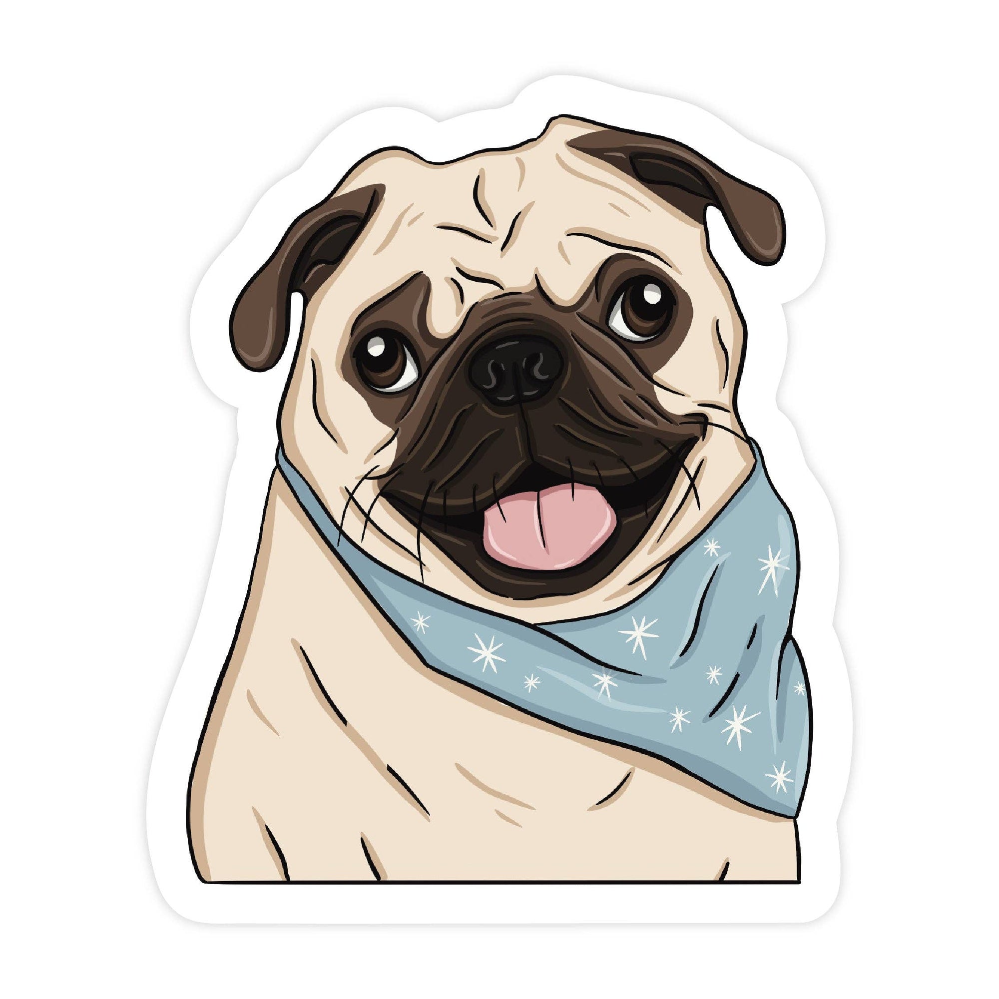 Charlie the Pug Scarf - Vinyl Sticker