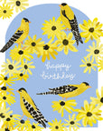 Finch Birds and Yellow Flowers | Greeting Card