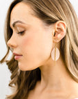 Leather & Brass Petal Bar Earrings | Blush Pink