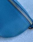 Crossbody Handbag: Navy Blue Leather