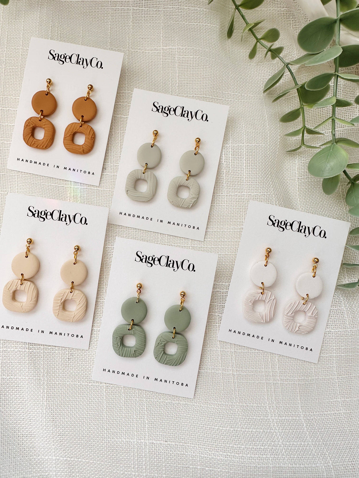 Harper Clay Earrings | Linen