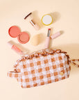 Quilted Cosmetic Pouch: Maple Gingham