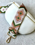 Crossbody Handbag: White Cream Leather