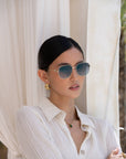 Lea Sunnies: Gold/Gradient Gray