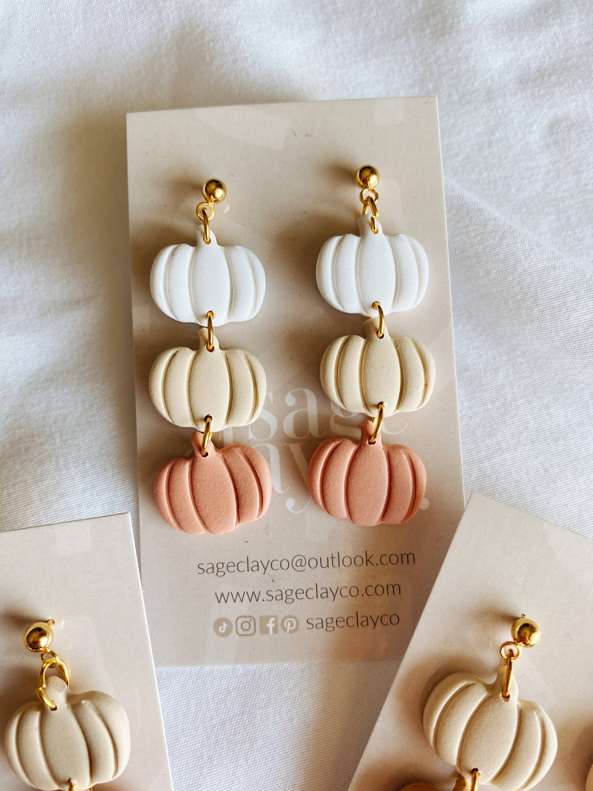 Pumpkin Dangle Clay Earrings | B