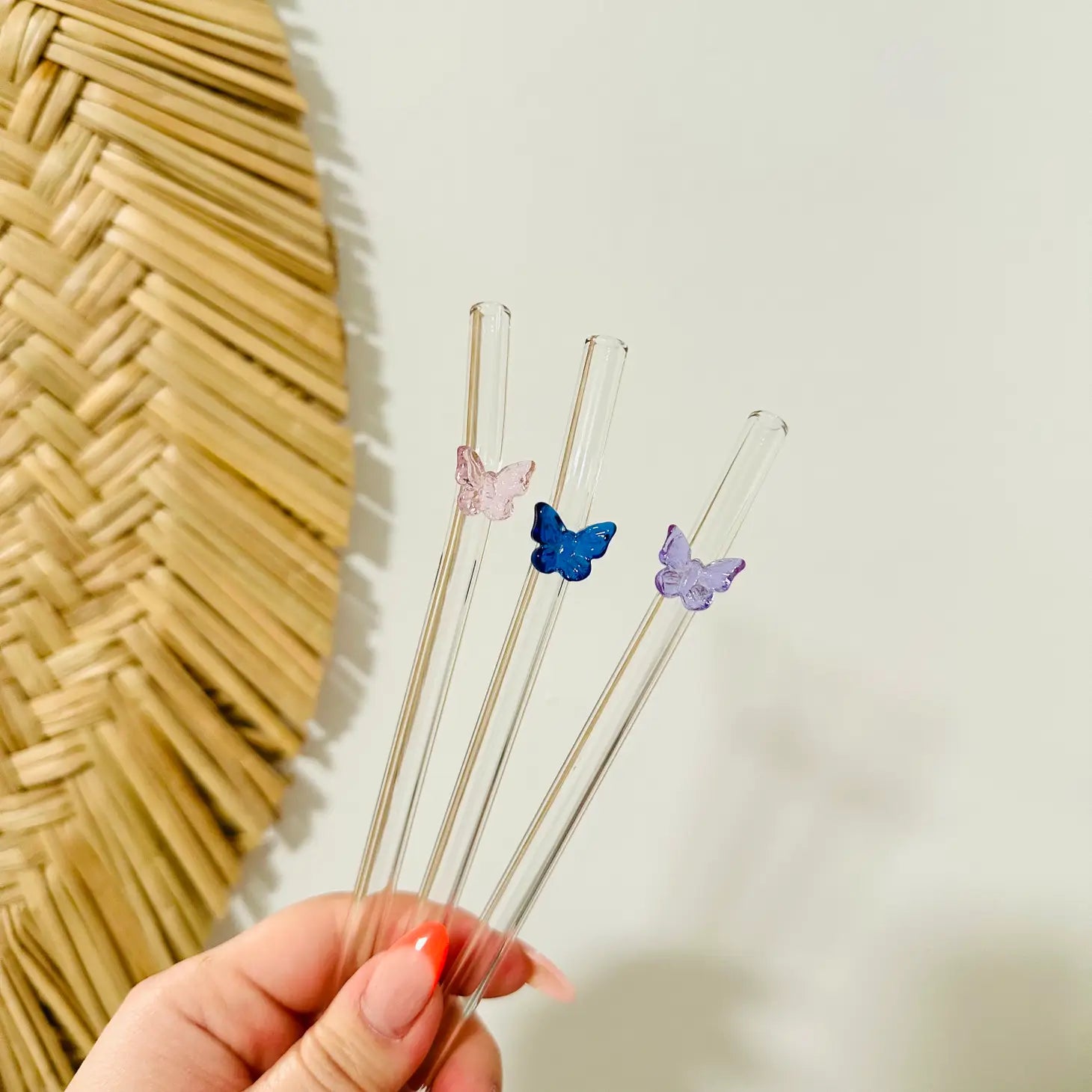 Butterfly Glass Straws