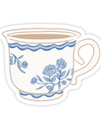 Blue and White Vintage Tea Cup - Vinyl Sticker