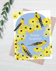 Finch Birds and Yellow Flowers | Greeting Card