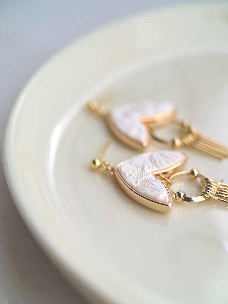 Art Deco Earrings: Ivory