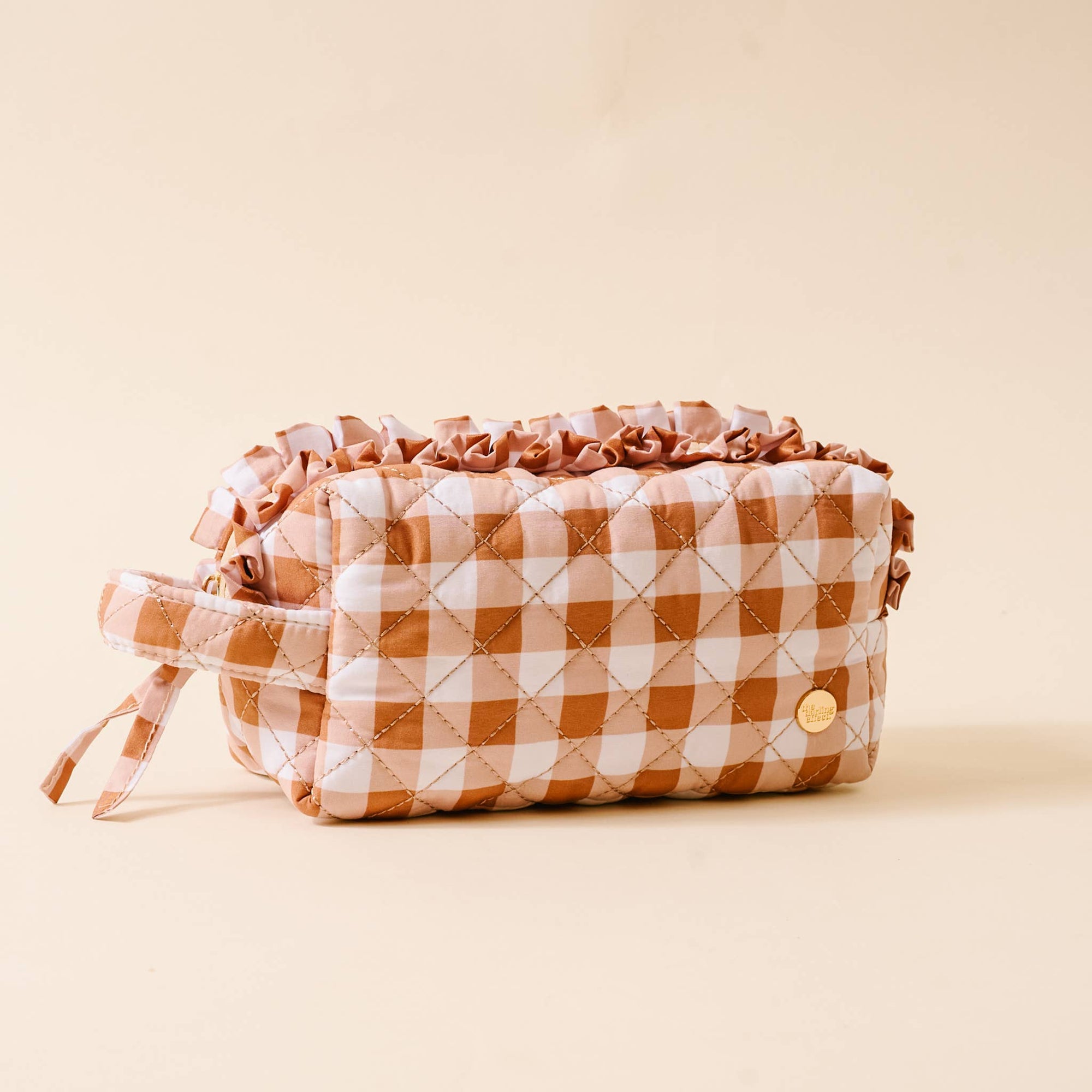 Quilted Cosmetic Pouch: Maple Gingham