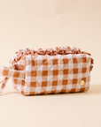 Quilted Cosmetic Pouch: Maple Gingham