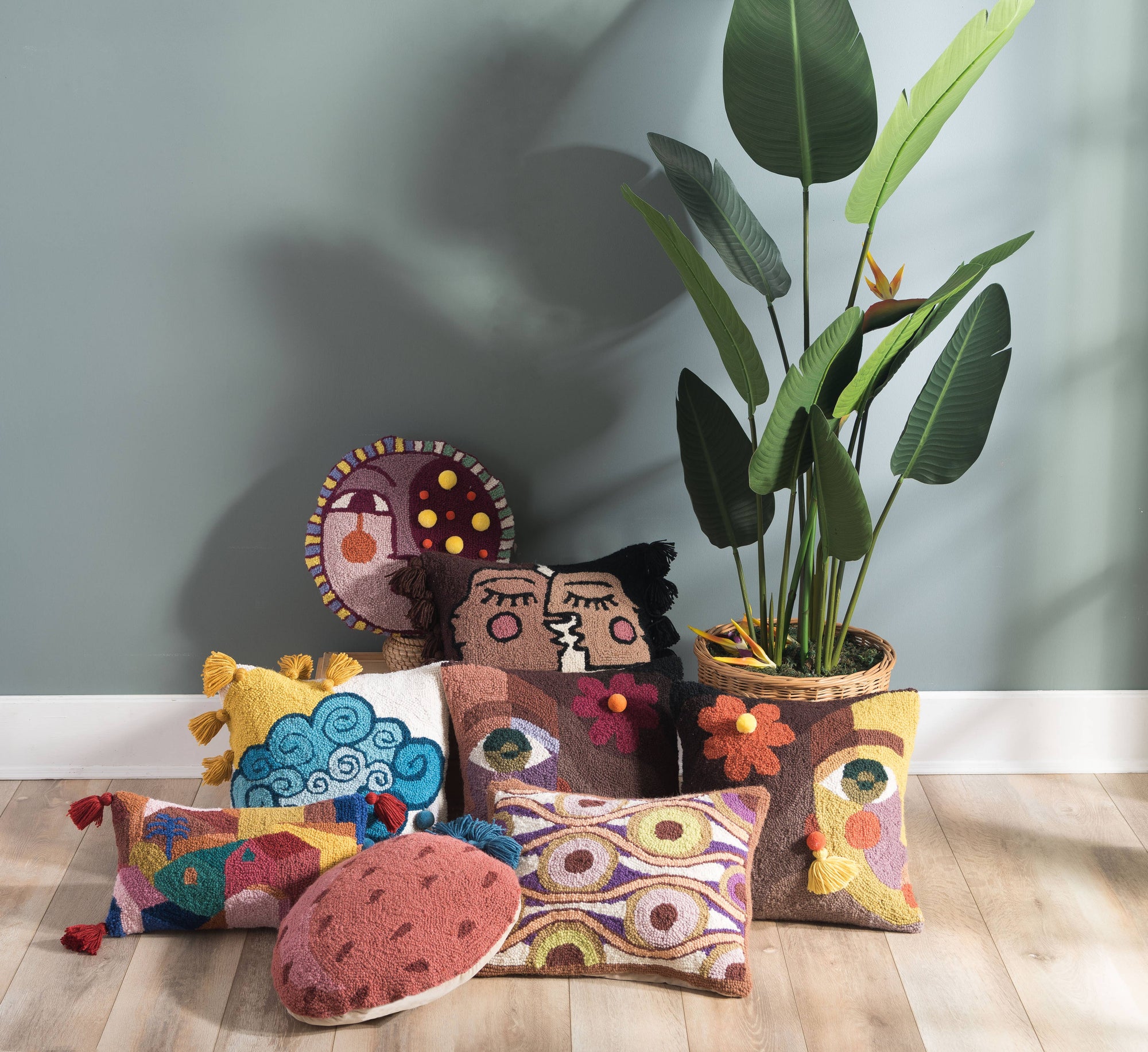 Ella Flower Pom Poms &amp; Tassel Pillow