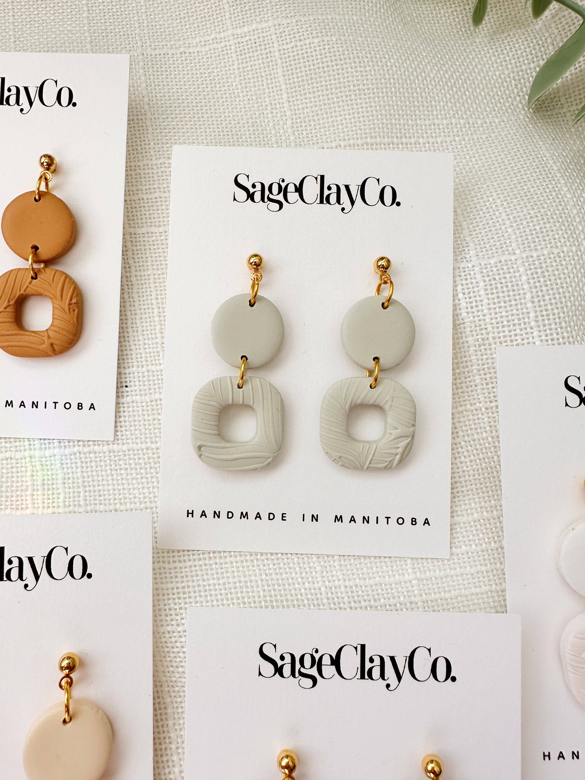 Harper Clay Earrings | Linen
