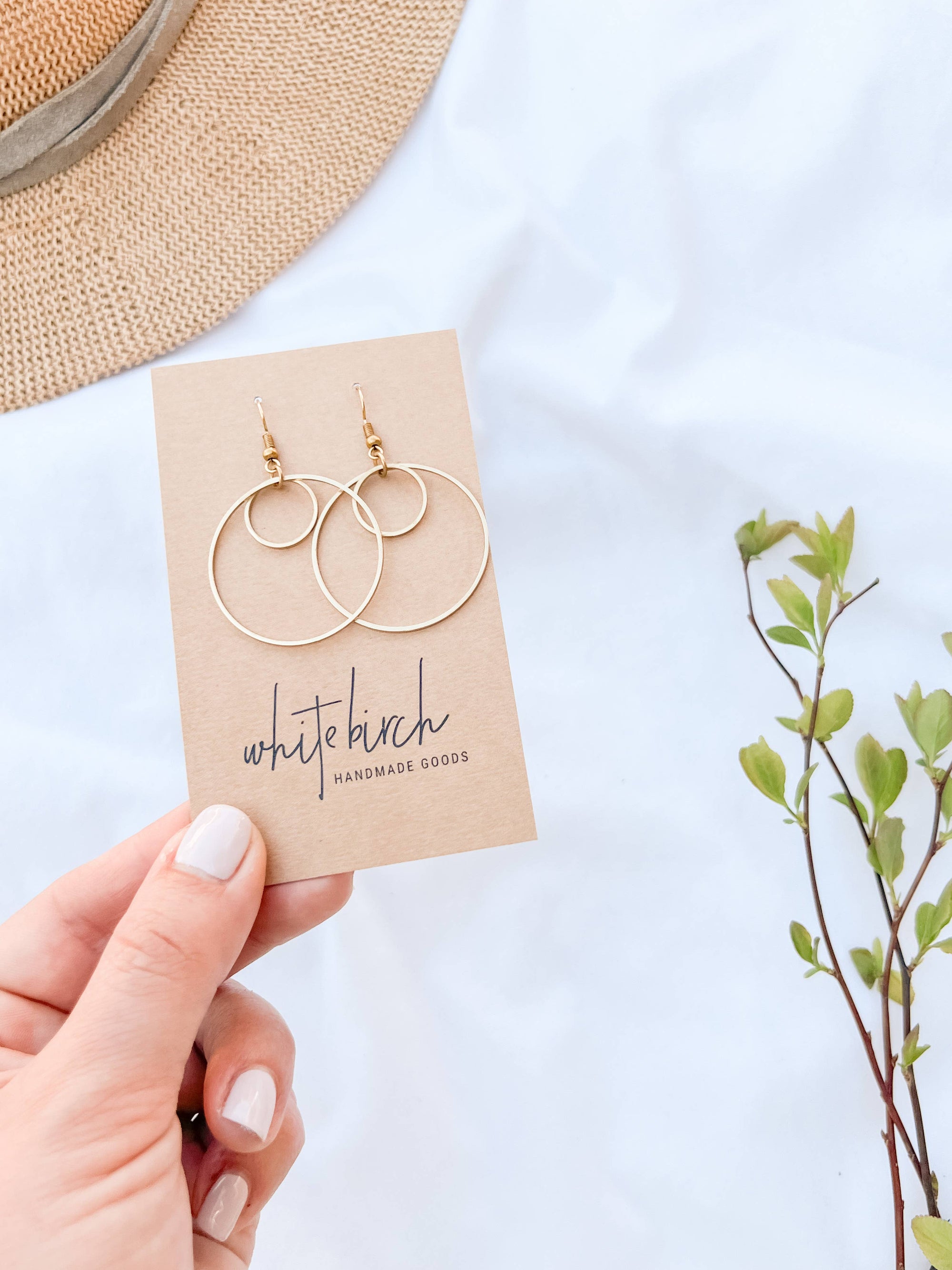Brass Double Circle Earrings