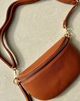Crossbody Handbag: Rust Brown Leather