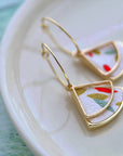Art Deco Fan Earrings: Confetti