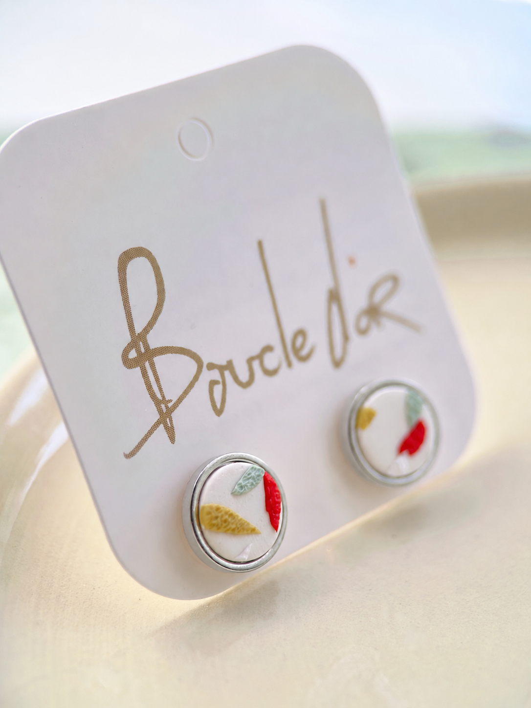 Polymer Clay Studs: Confetti &amp; Gold