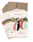 Animals In Stockings Boxed Holiday Cards - Set of 10