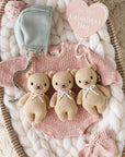 Baby Honey Bear (lavender bow) | Hand-Knit Doll