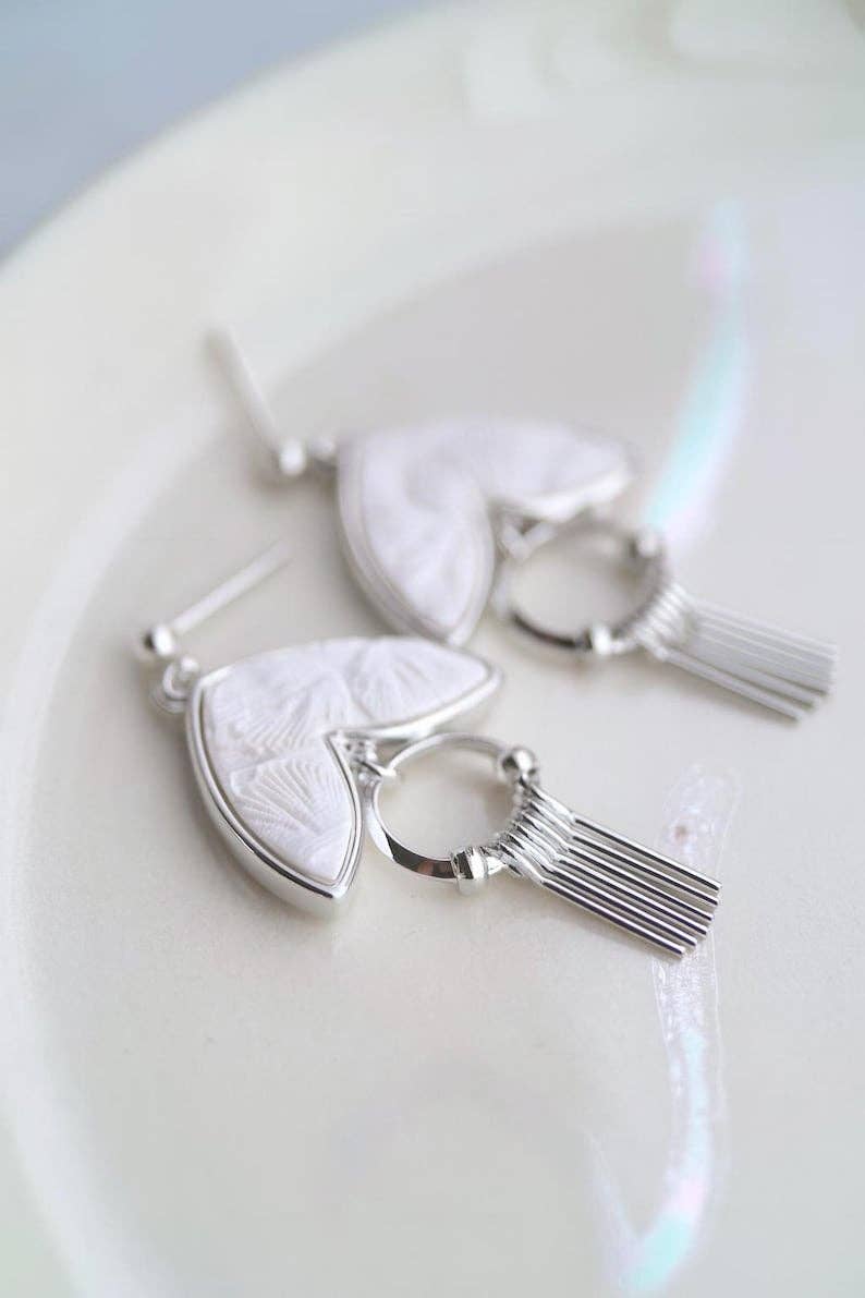 Art Deco Earrings: Ivory