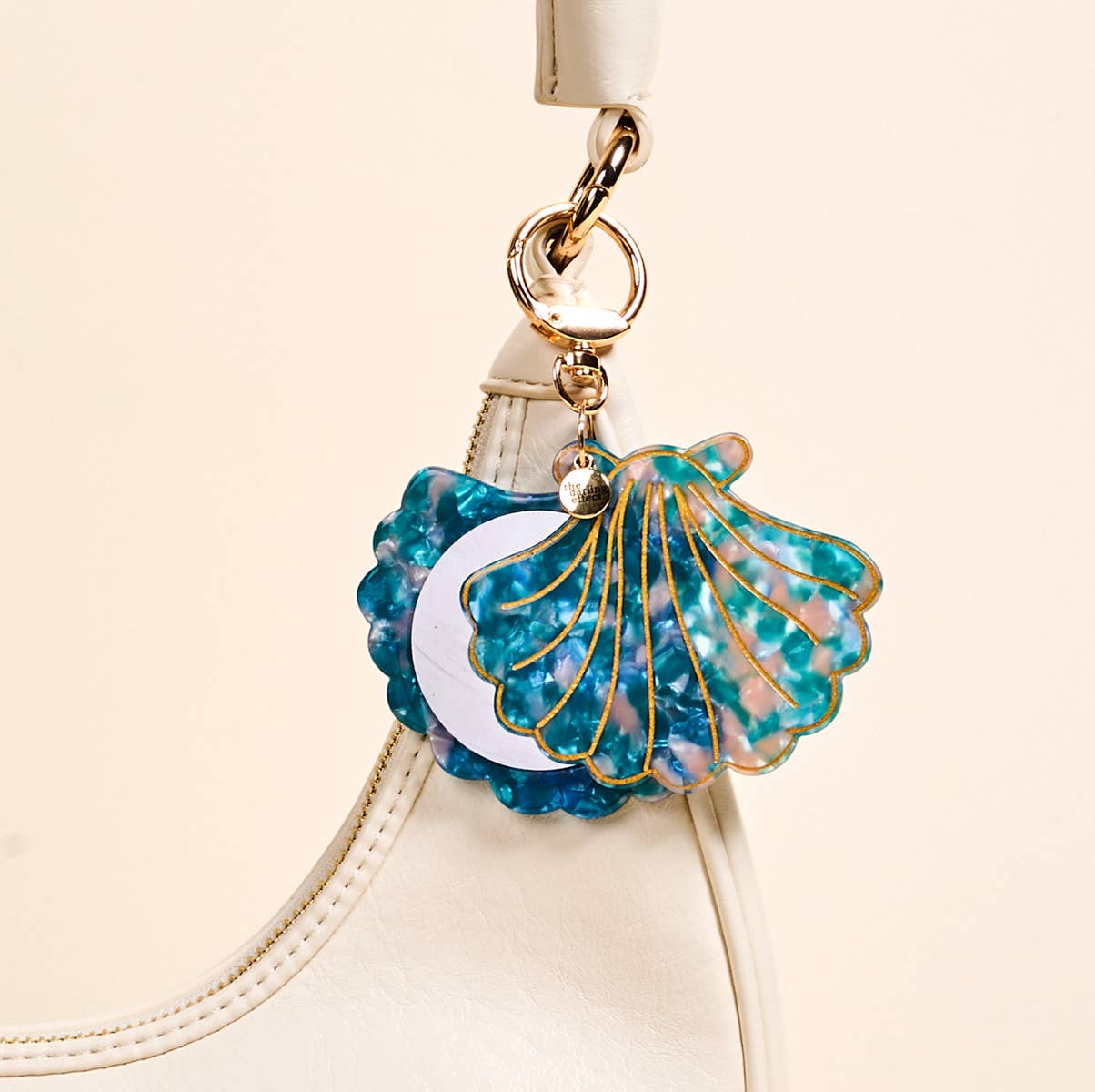 Mini Mirror Bag Charm: Seashell