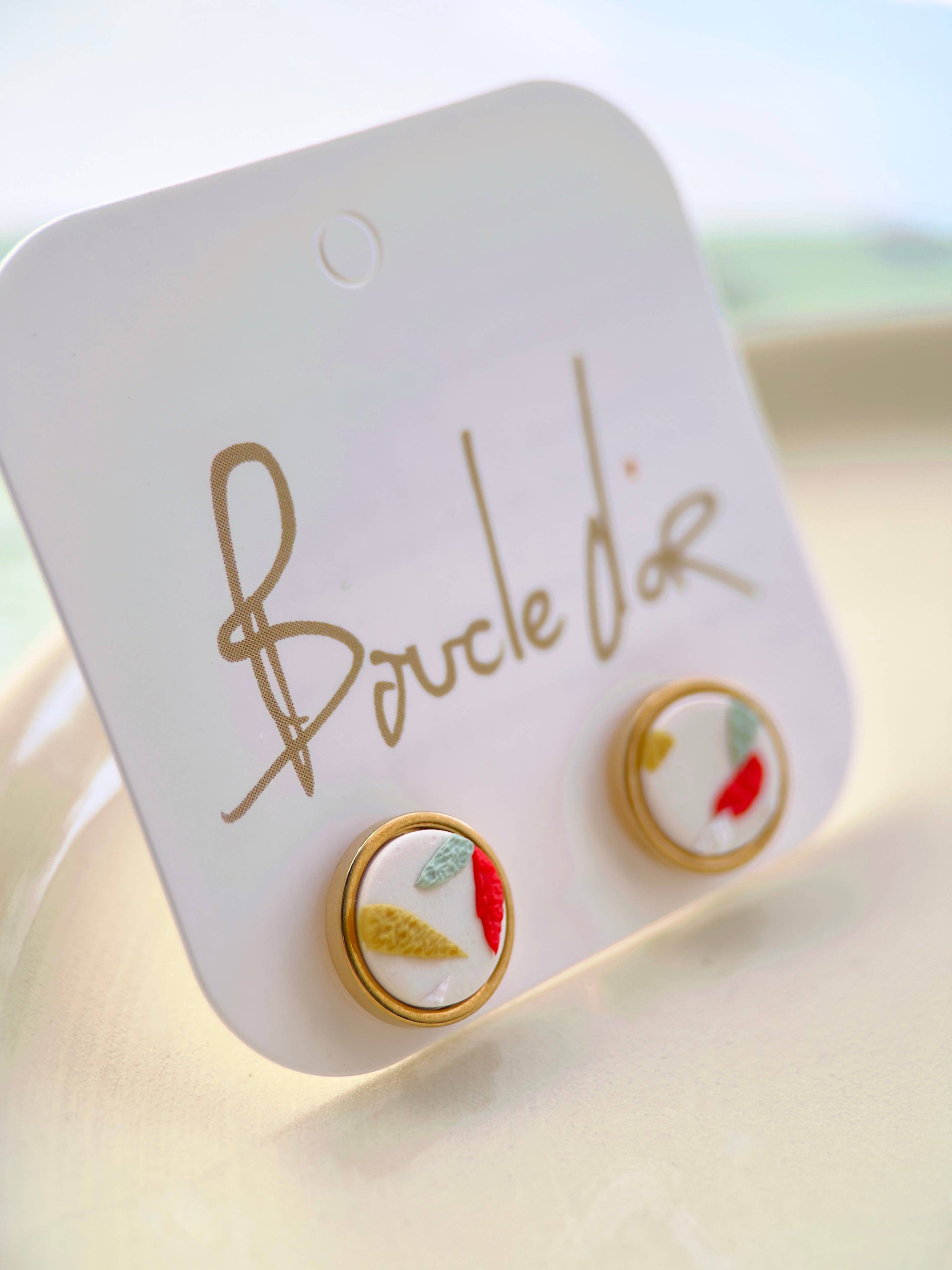 Polymer Clay Studs: Confetti &amp; Gold