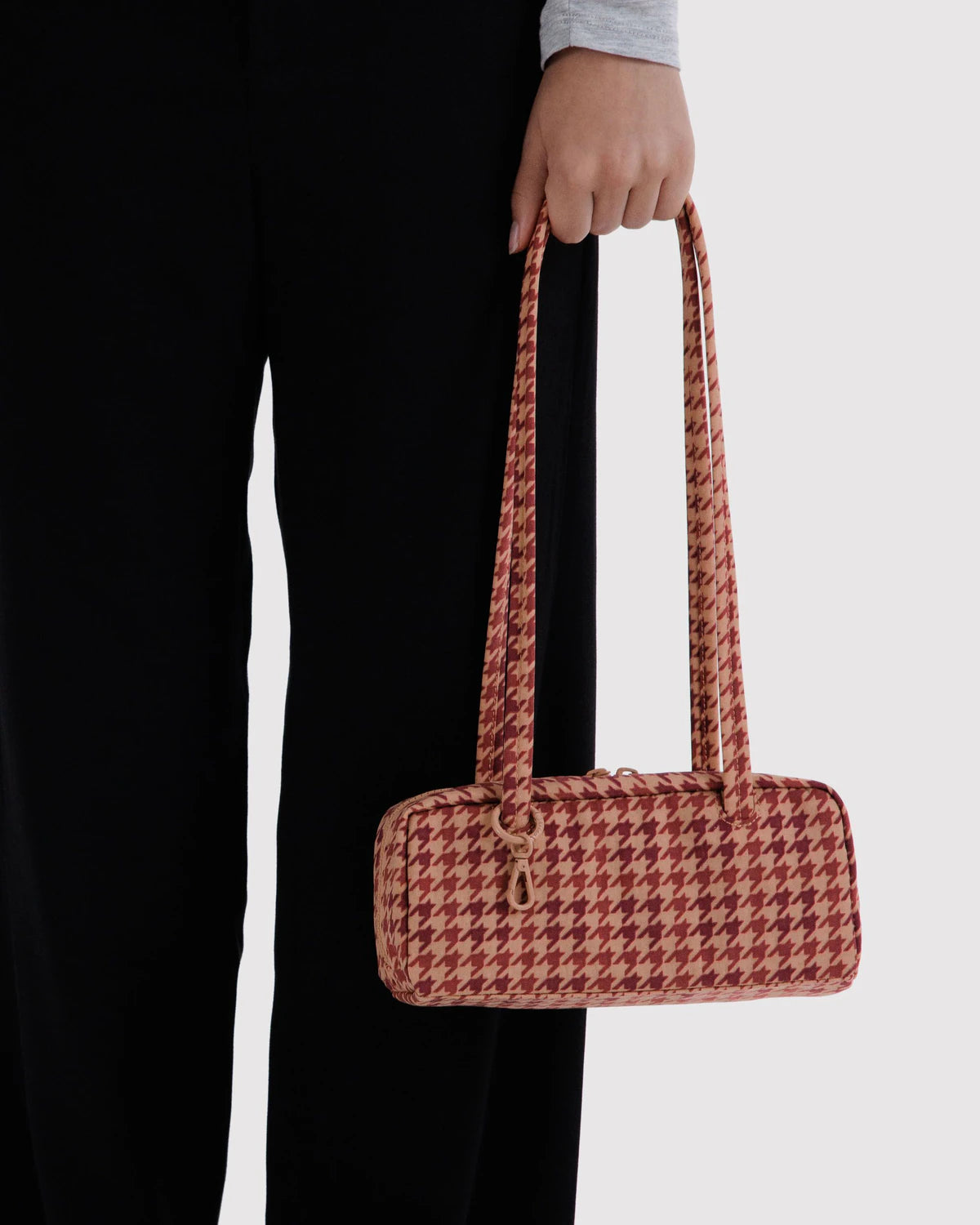 Baggu Small Bowler Bag | Tan Houndstooth