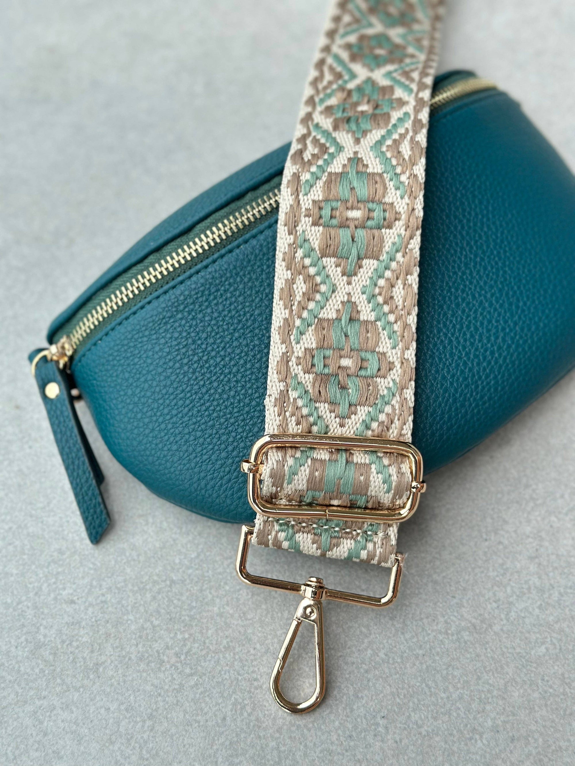 Crossbody Handbag:  Turquoise Leather