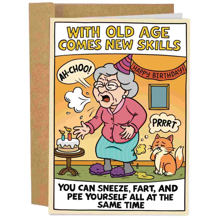 With Old Age Woman | Greeting Card