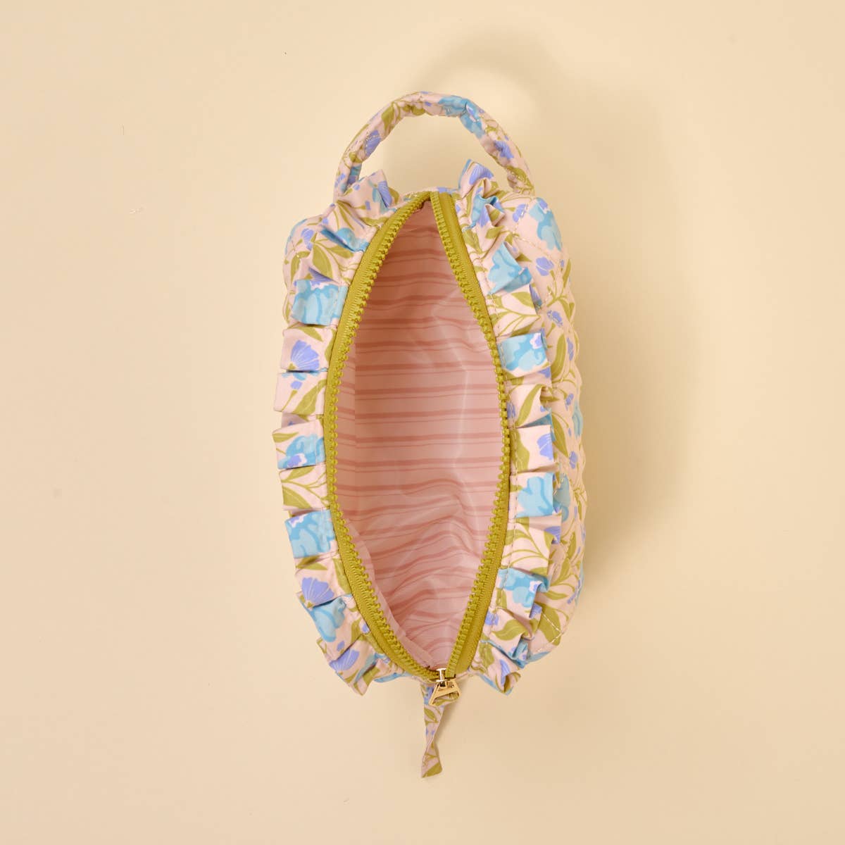 Quilted Cosmetic Pouch: Poppin' Petals Aqua