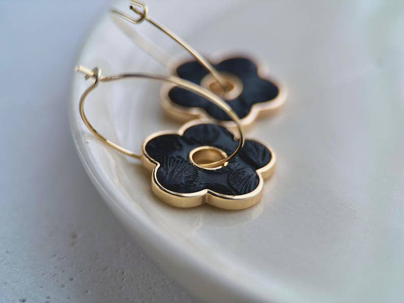 Flower Pendant Earring: Teal